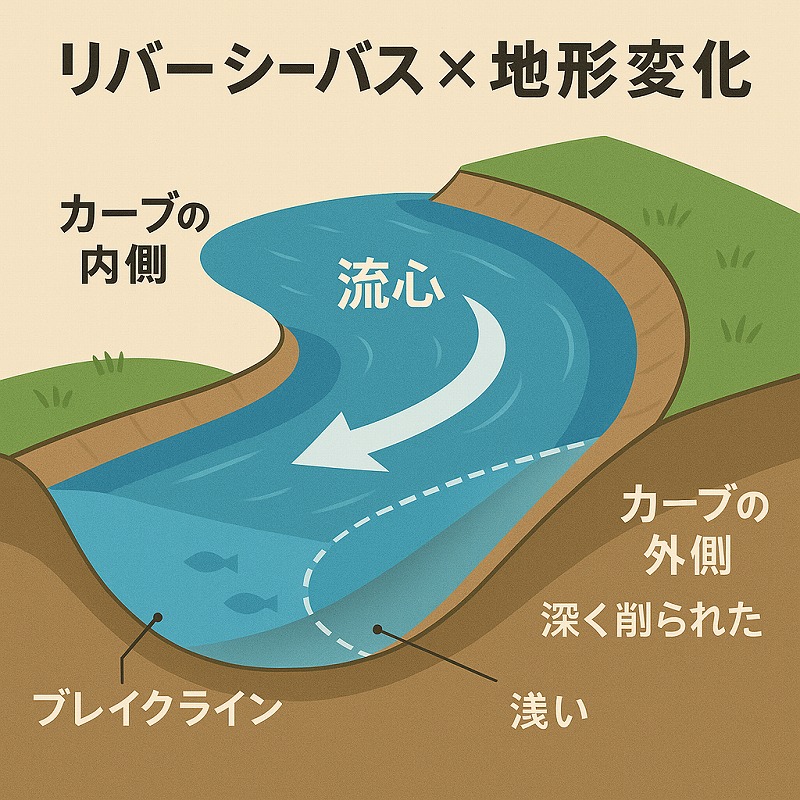「【完全攻略】リバーシーバス×地形変化｜川底の“形”を読めば釣果が変わる！【RIVERIST】」のアイキャッチ画像